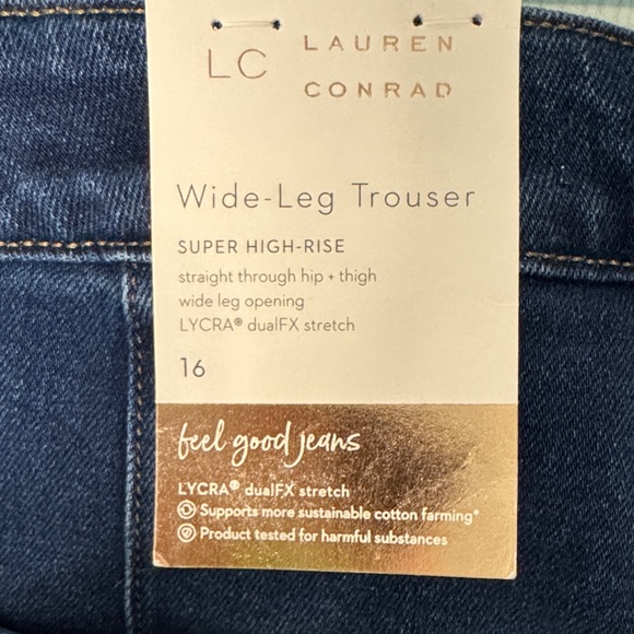 NWT LC Lauren Conrad Super High-Rise Wide-Leg Denim Jeans - Picture 2 of 8
